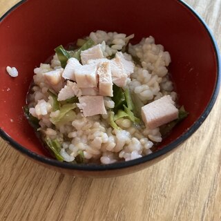 鶏ハム入りキャベツ雑炊